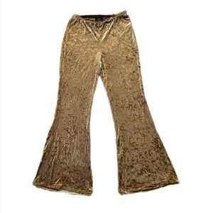 Velvet Flare Pants in Gold